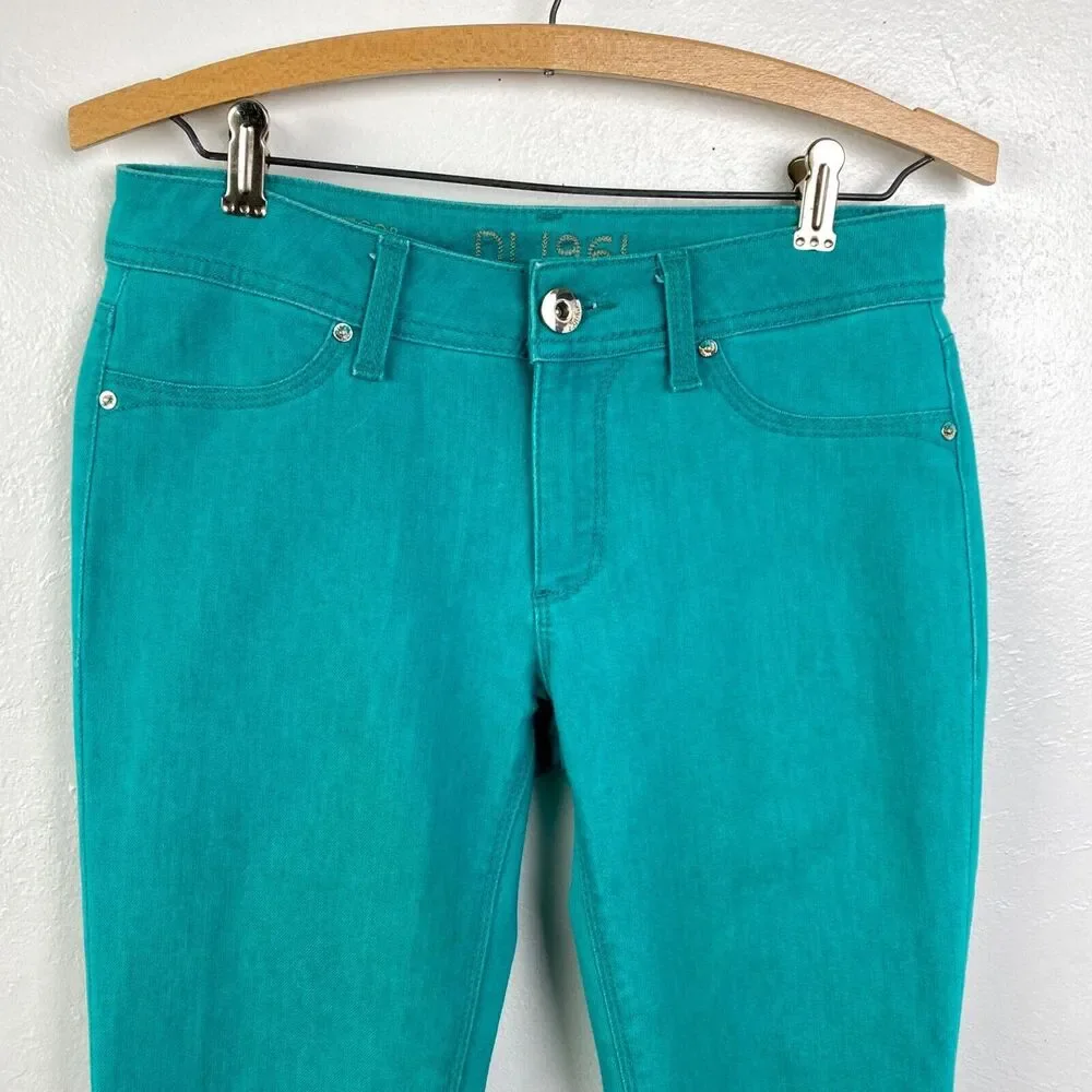 DL1961 Emma Leggings Jeans Woman Aqua Blue Low Waist 30x28
